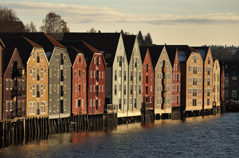 Speicherhuser am Nidelv in Trondheim
