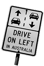 Verkehrsschild - DRIVE ON LEFT