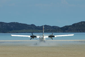 Barra Airport, Landung